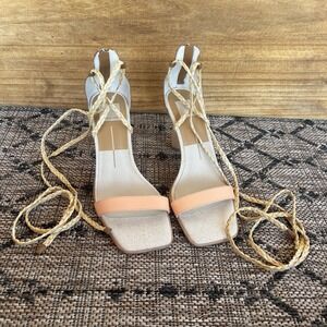 Dolce Vita Women's 9.5 Peach High Heel Sandals Ankle‎ Straps Dressy 3.5" Heel